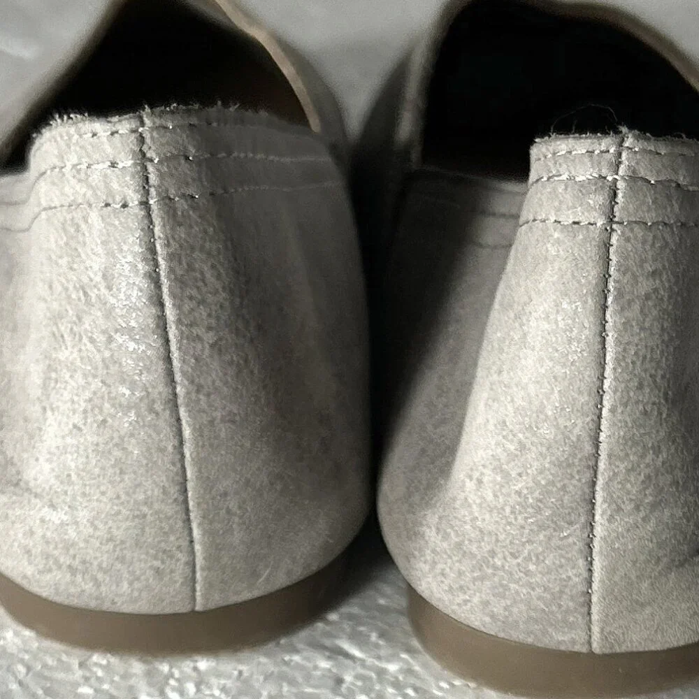 Lucky Brand SZ 9 Alba Gray Leather Ballet Flat Romantic Feminine Fairy Essential